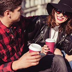 Couple having coffee